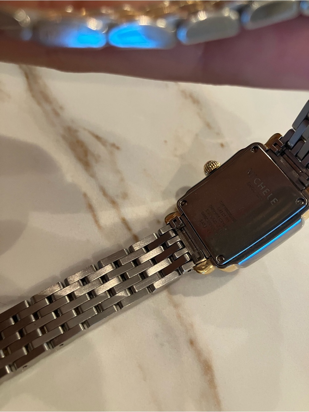 Michele Deco Mini Two-Tone 18k Gold Diamond Watch double strap Like New - Picture 5 of 8